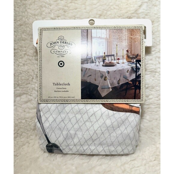 John Derian x Target Cutlery Toss Tablecloth Cotton Linen 60” x  104” New - Picture 4 of 5